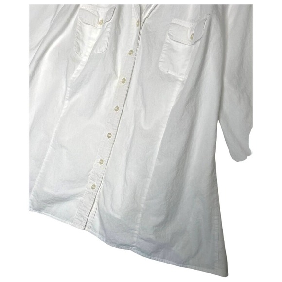 Lane Bryant Top Womens 22 24 Button Up Half Sleeve Cotton Lightweight White - Picture 5 of 11